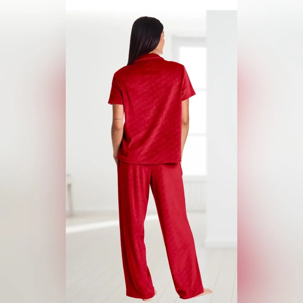 bebe Plus Red Velour Women's Pajama Set - Picture 2 of 4